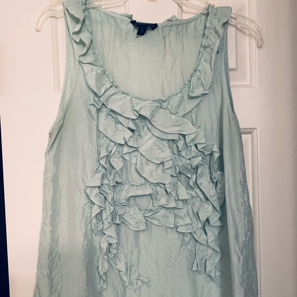Banana Republic Sea green satin ruffle blouse